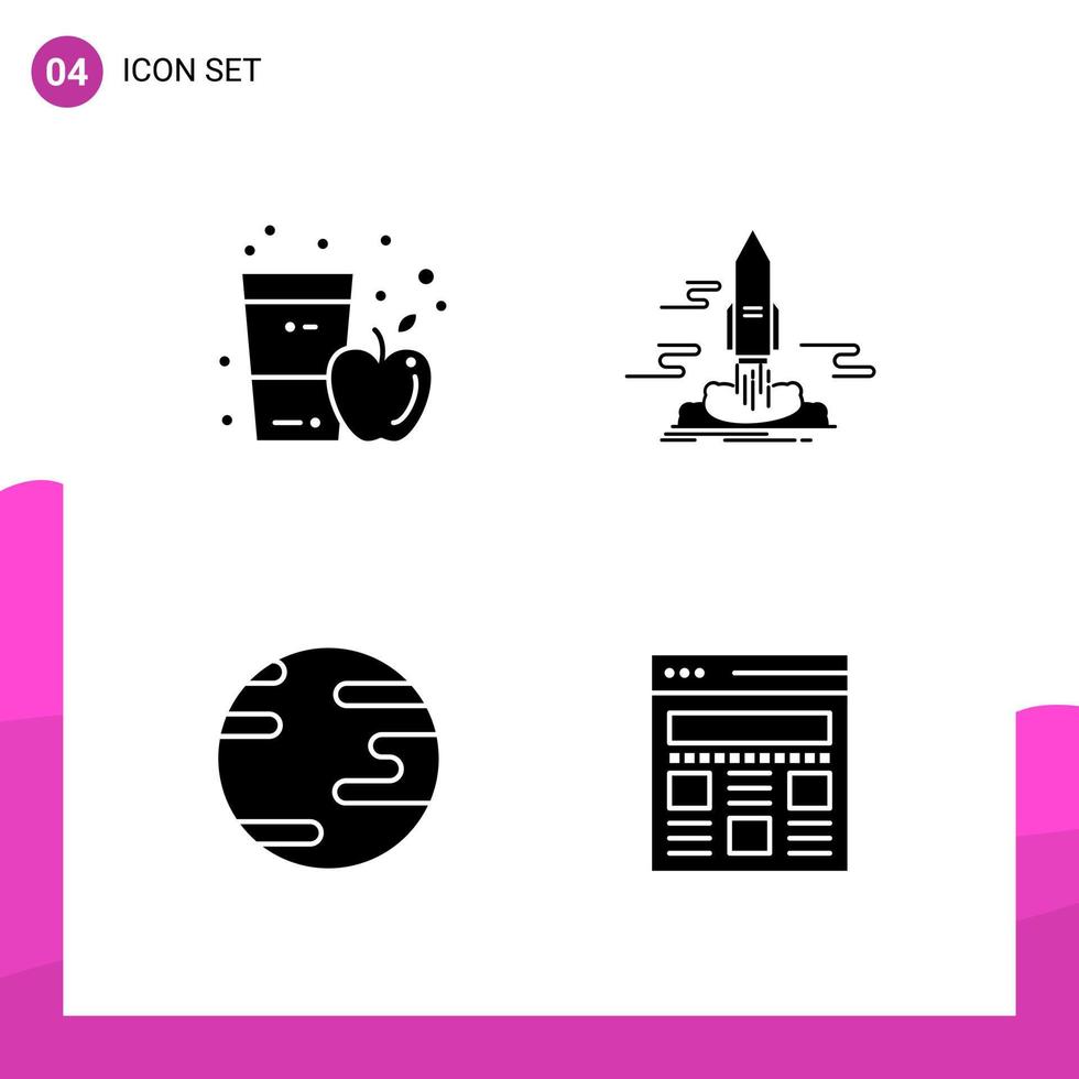 conjunto de iconos de glifo paquete de 4 iconos sólidos aislados en fondo blanco para el diseño de sitios web receptivos, impresión y aplicaciones móviles, fondo de vector de icono negro creativo