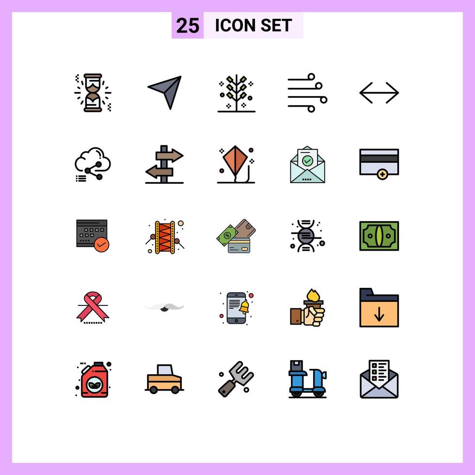 25 Universal Filled line Flat Color Signs Symbols of arrow weather cracker climate air Editable Vector Design Elements