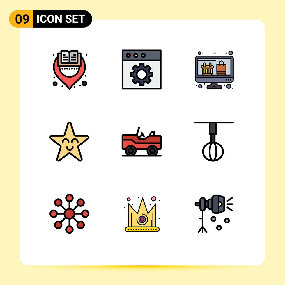 9 Creative Icons Modern Signs and Symbols of appliances vehicle display military face Editable Vector Design Elements