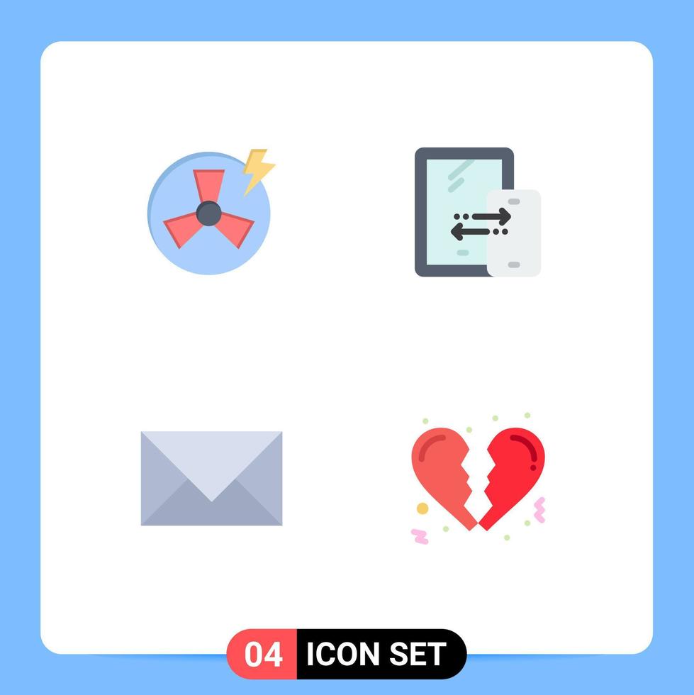 Pack of 4 creative Flat Icons of fan contact factory storage email Editable Vector Design Elements