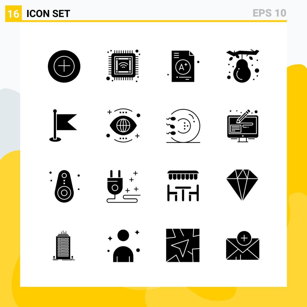 Collection of 16 Universal Solid Icons Icon Set for Web and Mobile Creative Black Icon vector background