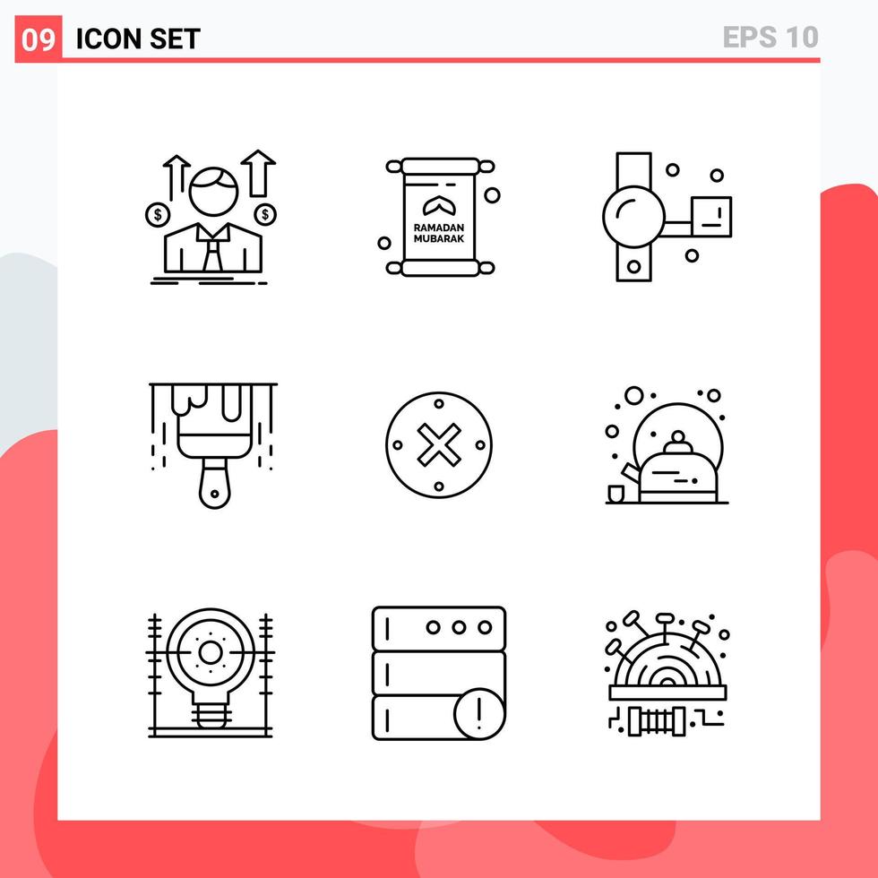 Collection of 9 Vector Icons in Line style Modern Outline Symbols for Web and Mobile Line Icon Sign Isolated on White Background 9 Icons Creative Black Icon vector background