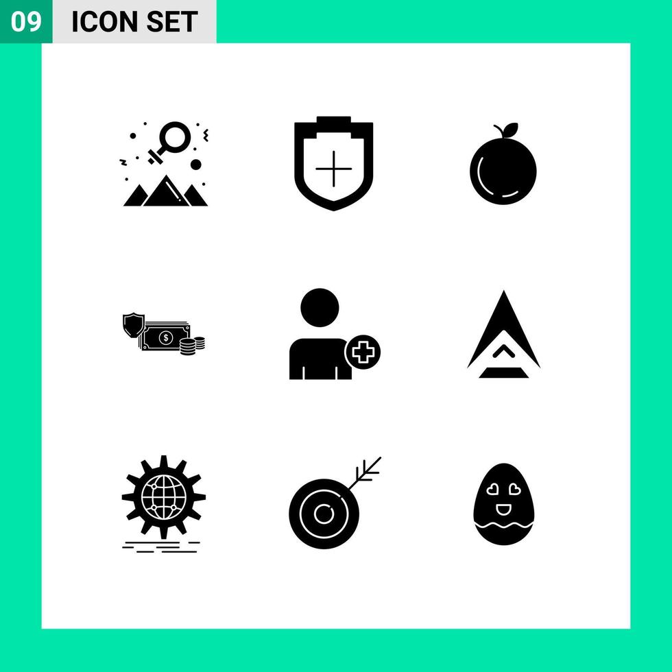 9 Universal Solid Glyphs Set for Web and Mobile Applications payment gold apple finance business Editable Vector Design Elements