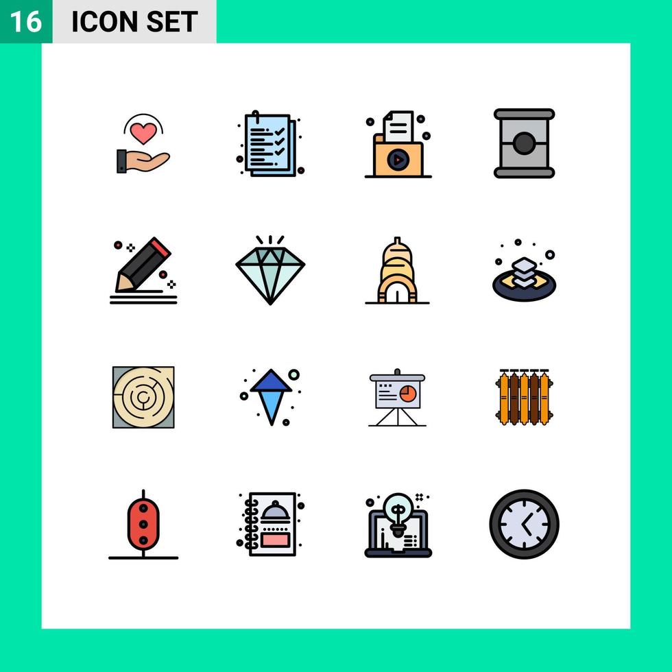 16 Creative Icons Modern Signs and Symbols of pencil compose file spam food Editable Creative Vector Design Elements