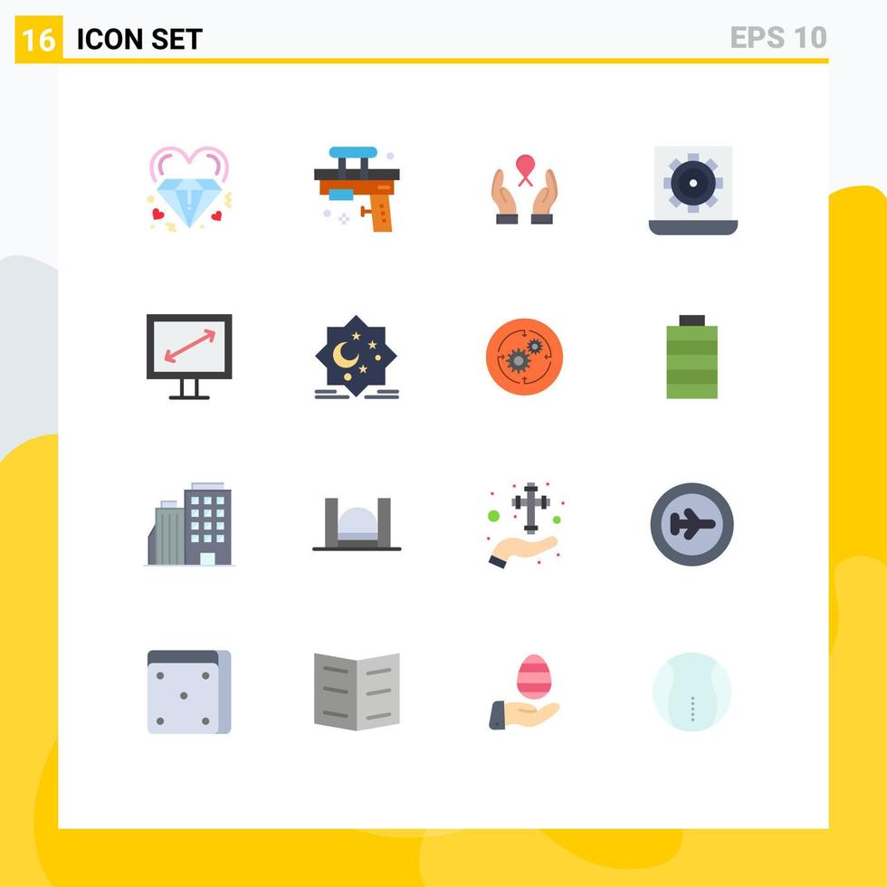 grupo de 16 signos y símbolos de colores planos de preferencia configurar cinta de computadora de juguete paquete editable de elementos creativos de diseño de vectores