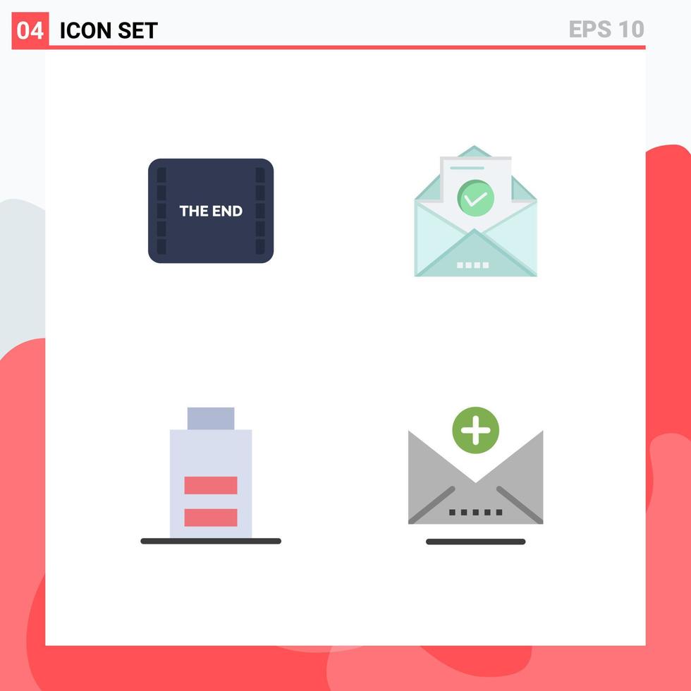 4 Creative Icons Modern Signs and Symbols of end interface scene envelope user Editable Vector Design Elements