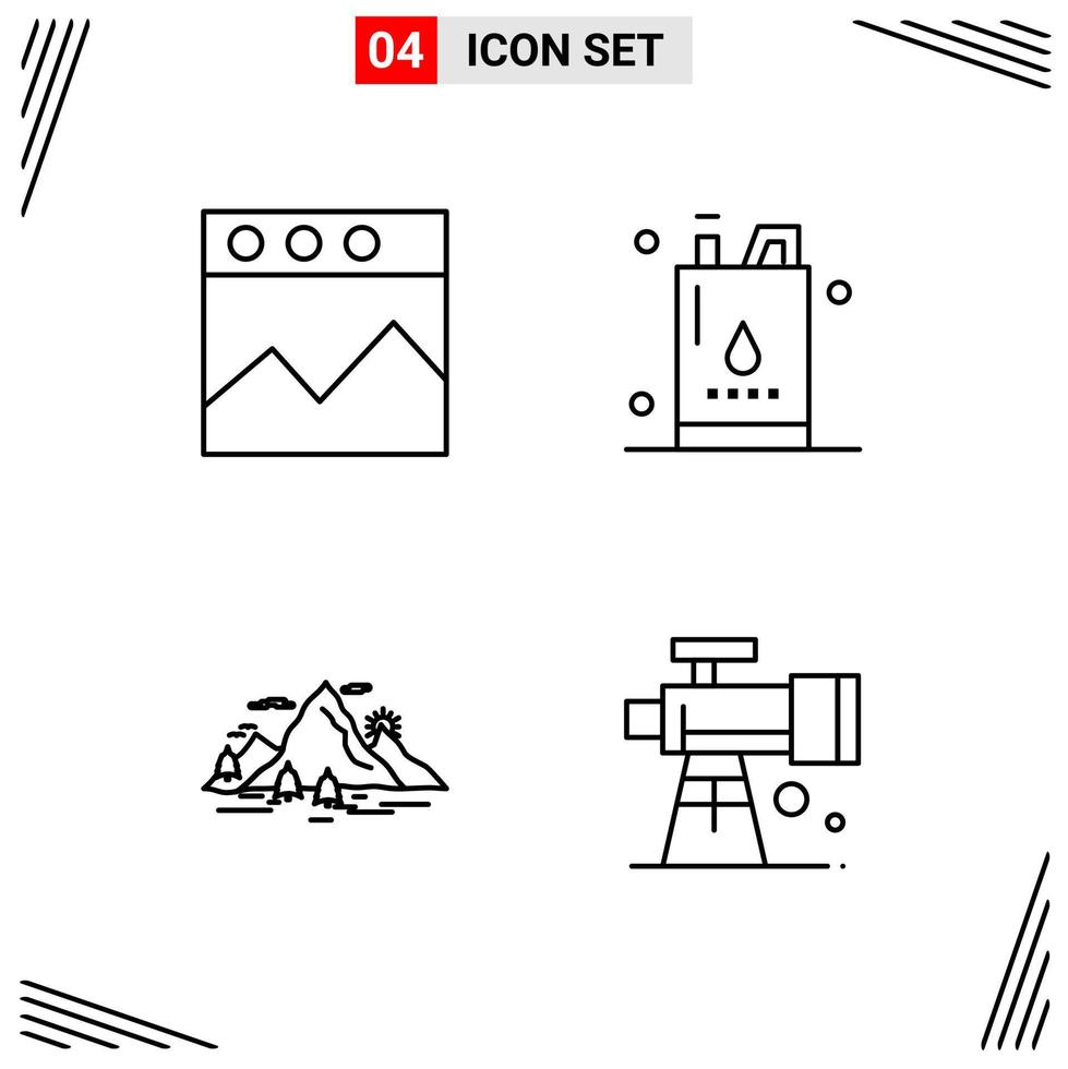 4 Icons Line Style Grid Based Creative Outline Symbols for Website Design Simple Line Icon Signs Isolated on White Background 4 Icon Set Creative Black Icon vector background