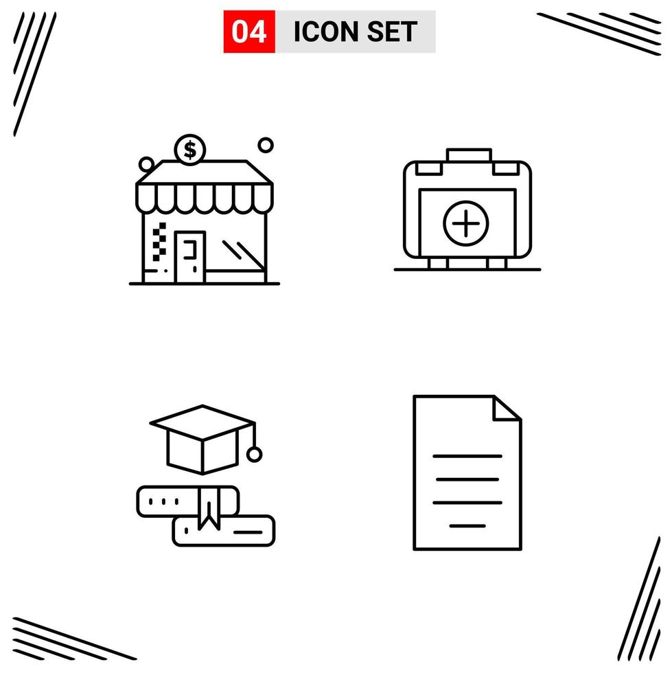 4 Icons Line Style Grid Based Creative Outline Symbols for Website Design Simple Line Icon Signs Isolated on White Background 4 Icon Set Creative Black Icon vector background