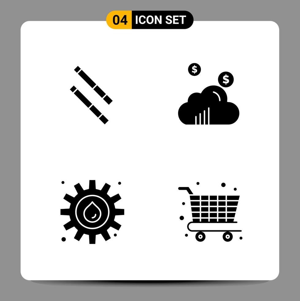 4 Black Icon Pack Glyph Symbols Signs for Responsive designs on white background 4 Icons Set Creative Black Icon vector background