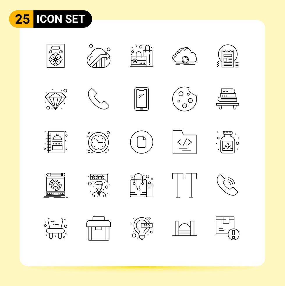 Stock Vector Icon Pack of 25 Line Signs and Symbols for article document plain synchronization sync Editable Vector Design Elements