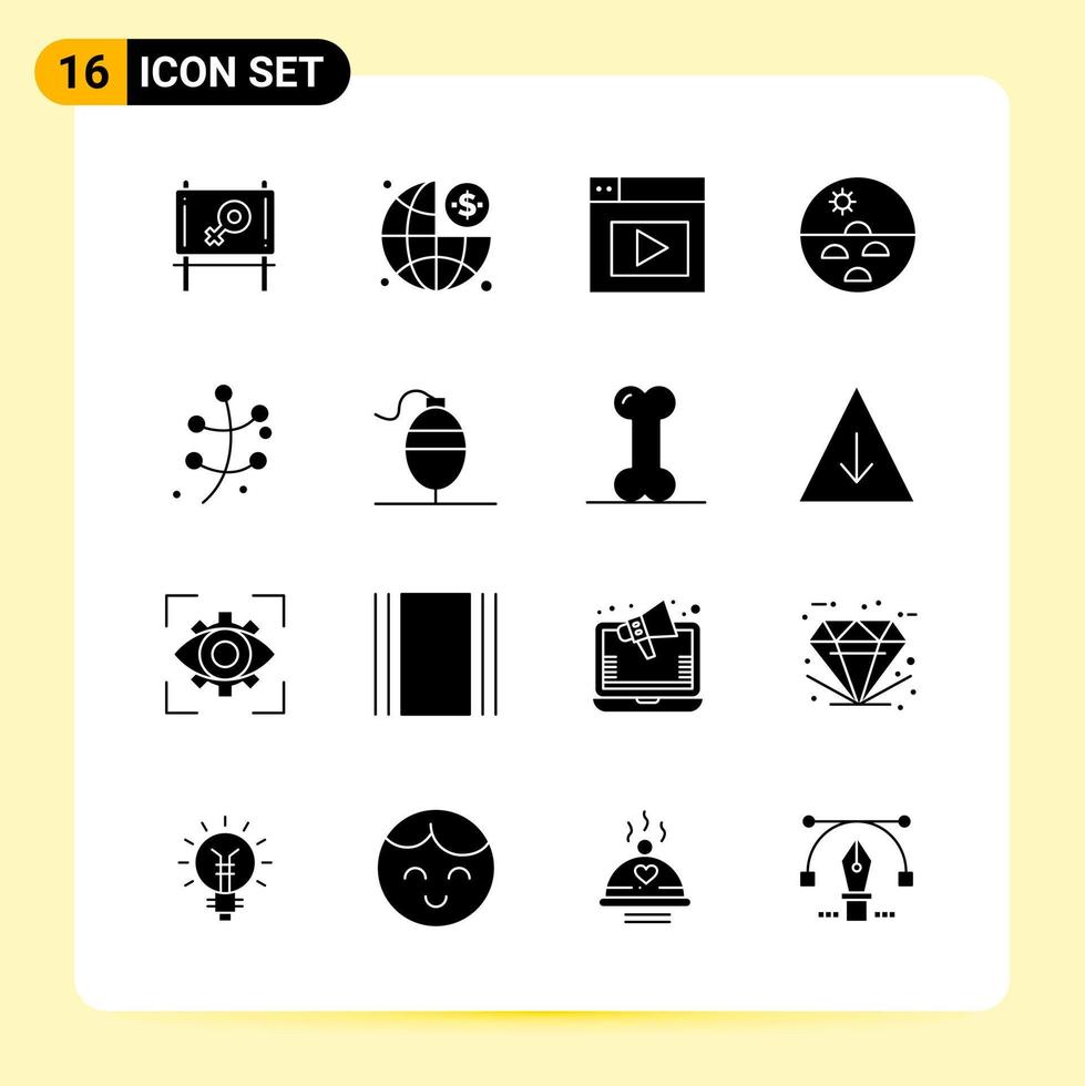 16 Creative Icons for Modern website design and responsive mobile apps 16 Glyph Symbols Signs on White Background 16 Icon Pack Creative Black Icon vector background