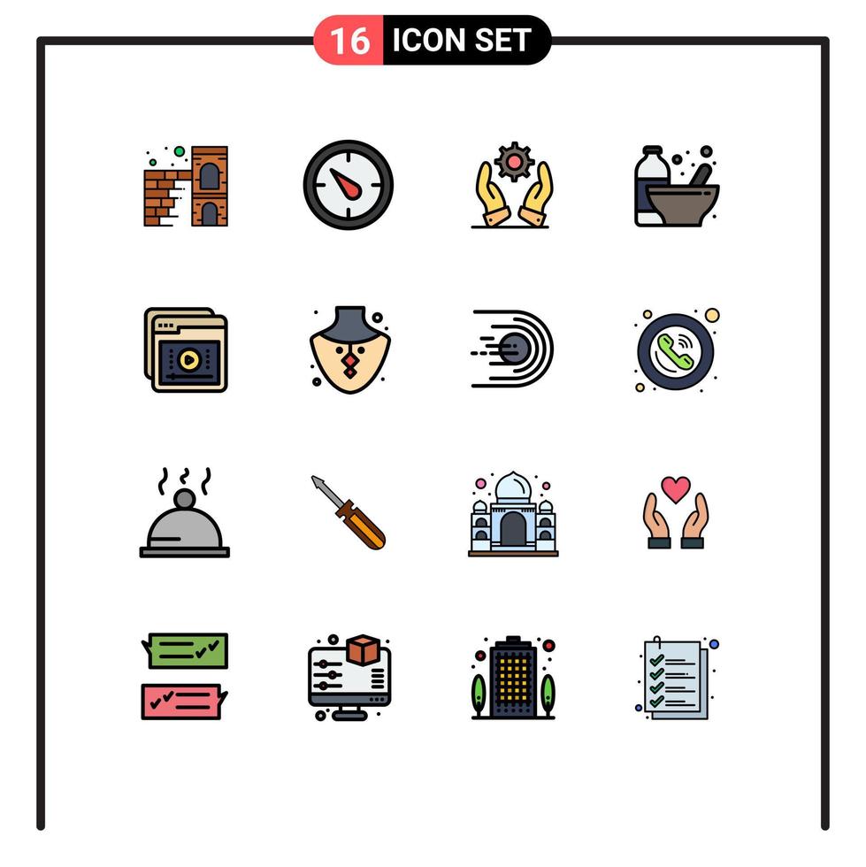 Set of 16 Modern UI Icons Symbols Signs for e protein development nutrition bottle Editable Creative Vector Design Elements
