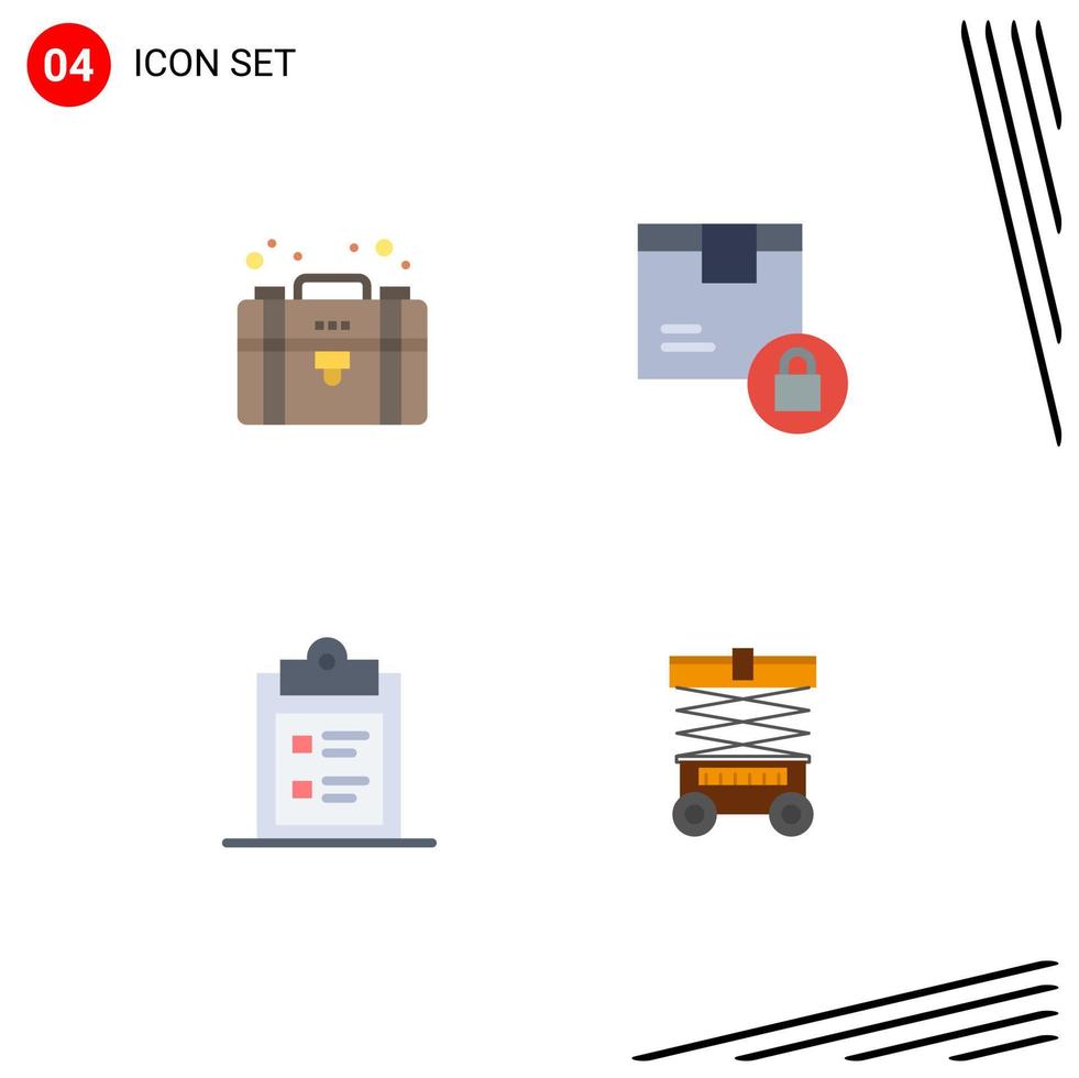 Set of 4 Modern UI Icons Symbols Signs for business business private lock paper Editable Vector Design Elements