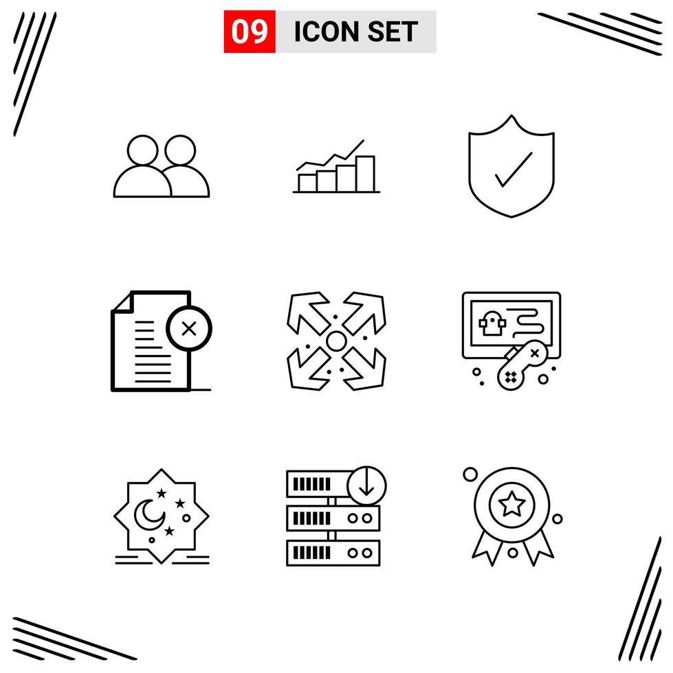 9 iconos estilo de línea basados en cuadrícula símbolos de esquema creativos para el diseño de sitios web signos de icono de línea simple aislados en fondo blanco 9 conjunto de iconos fondo de vector de icono negro creativo