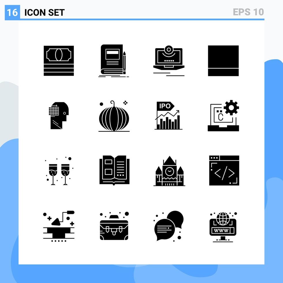 Modern 16 solid style icons Glyph Symbols for general use Creative Solid Icon Sign Isolated on White Background 16 Icons Pack Creative Black Icon vector background