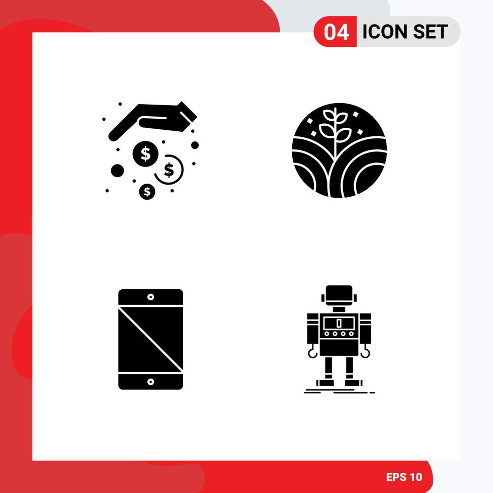 4 Creative Icons Modern Signs and Symbols of finance hardware money saving farming phone Editable Vector Design Elements