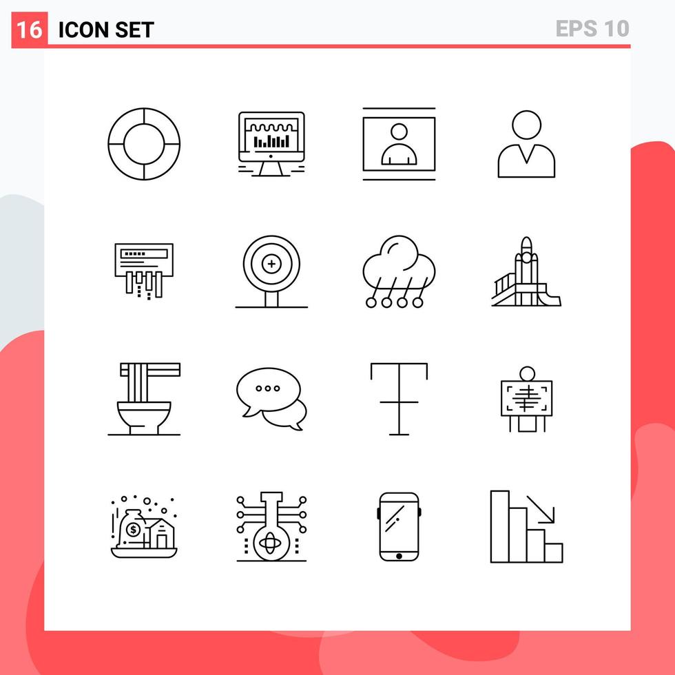 16 Universal Outlines Set for Web and Mobile Applications wifi receiver image user administrator Editable Vector Design Elements