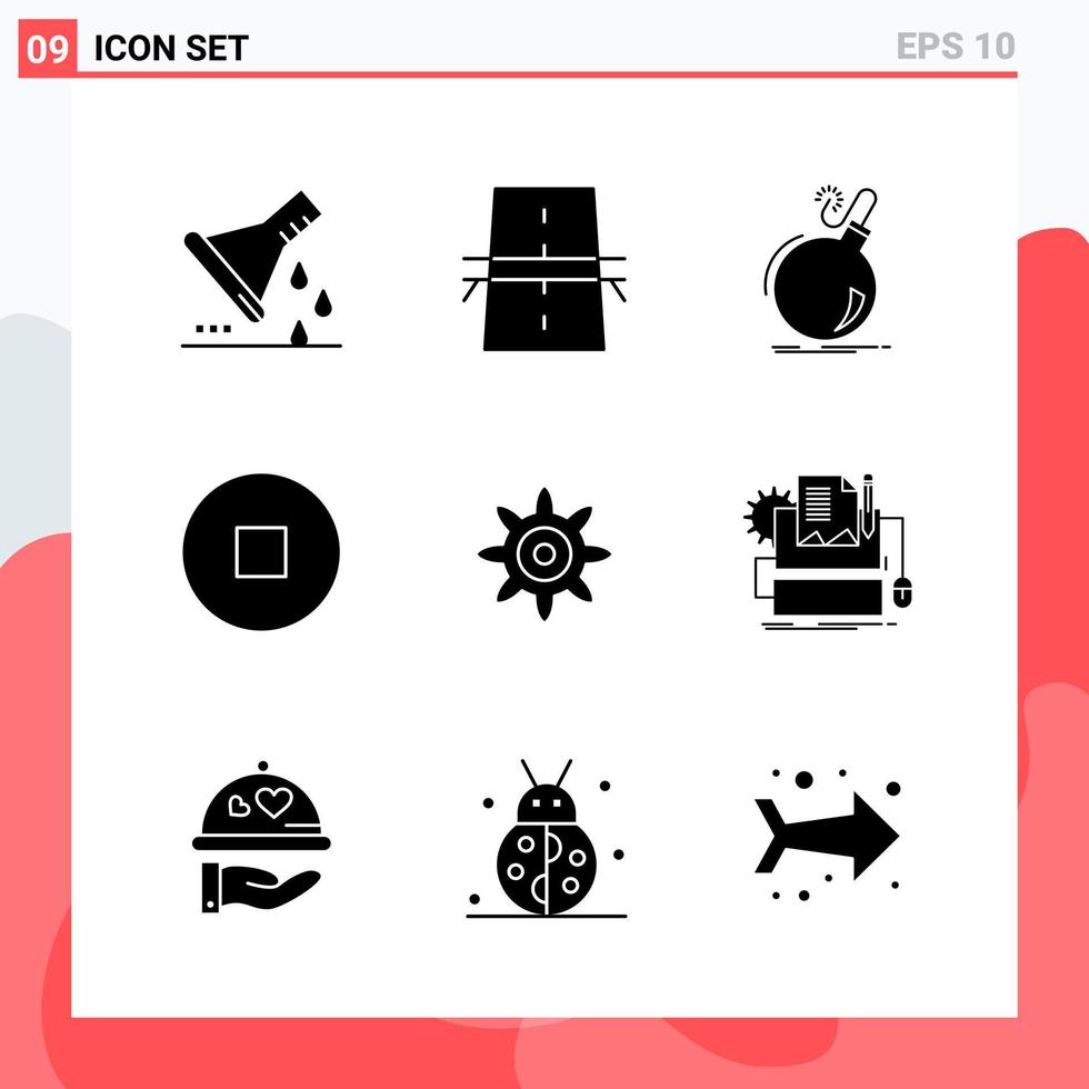 Collection of 9 Vector Icons in solid style Modern Glyph Symbols for Web and Mobile Solid Icon Sign Isolated on White Background 9 Icons Creative Black Icon vector background