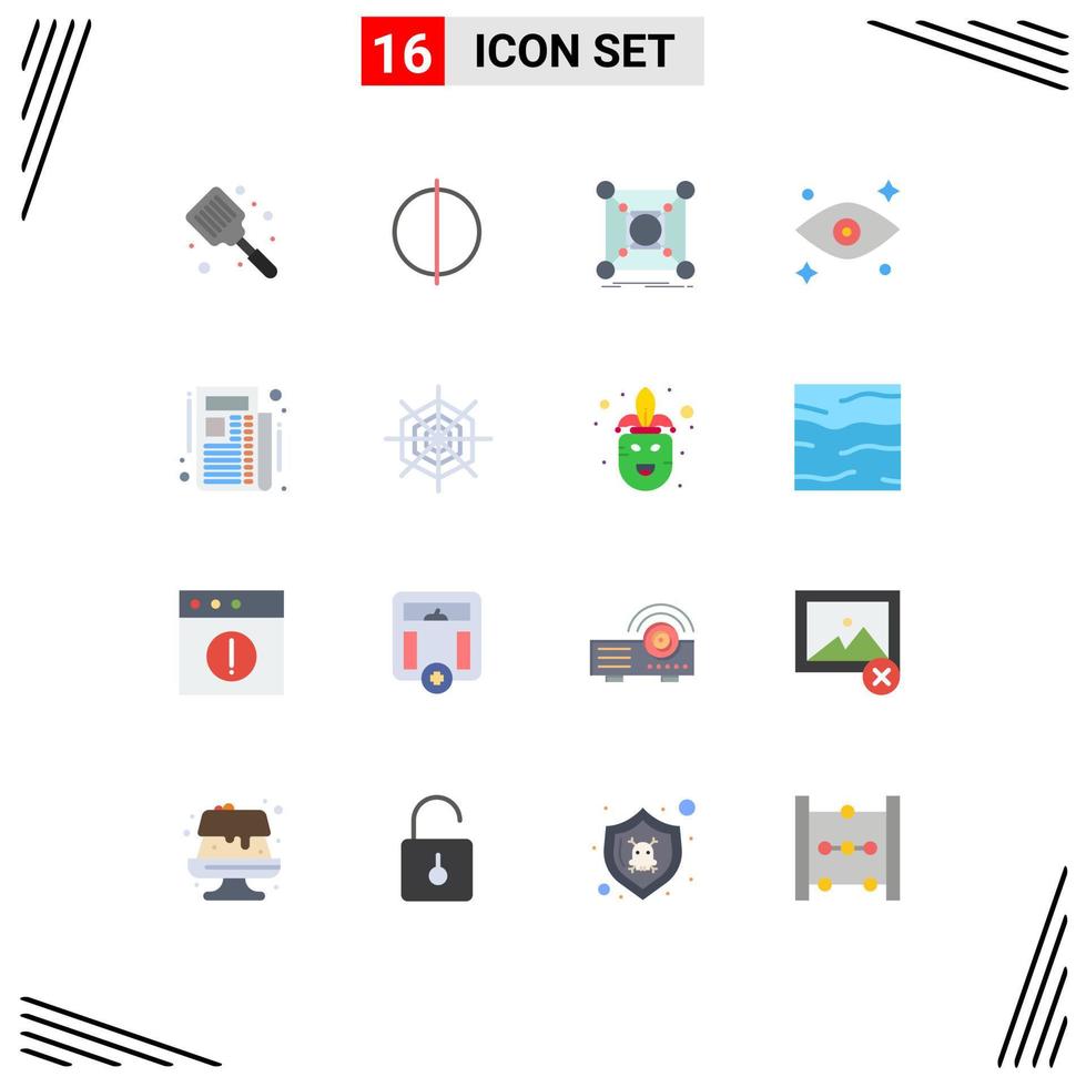 Modern Set of 16 Flat Colors and symbols such as newspaper watching base eyes hub Editable Pack of Creative Vector Design Elements