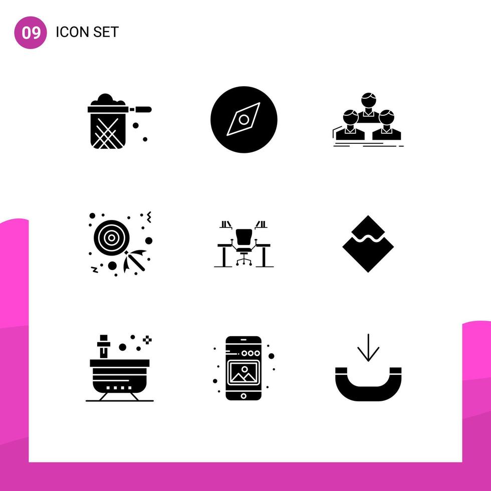 9 Solid Glyph concept for Websites Mobile and Apps business lollipop company dessert team Editable Vector Design Elements