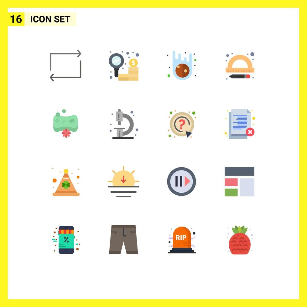 Pictogram Set of 16 Simple Flat Colors of biology soap asteroid face school Editable Pack of Creative Vector Design Elements