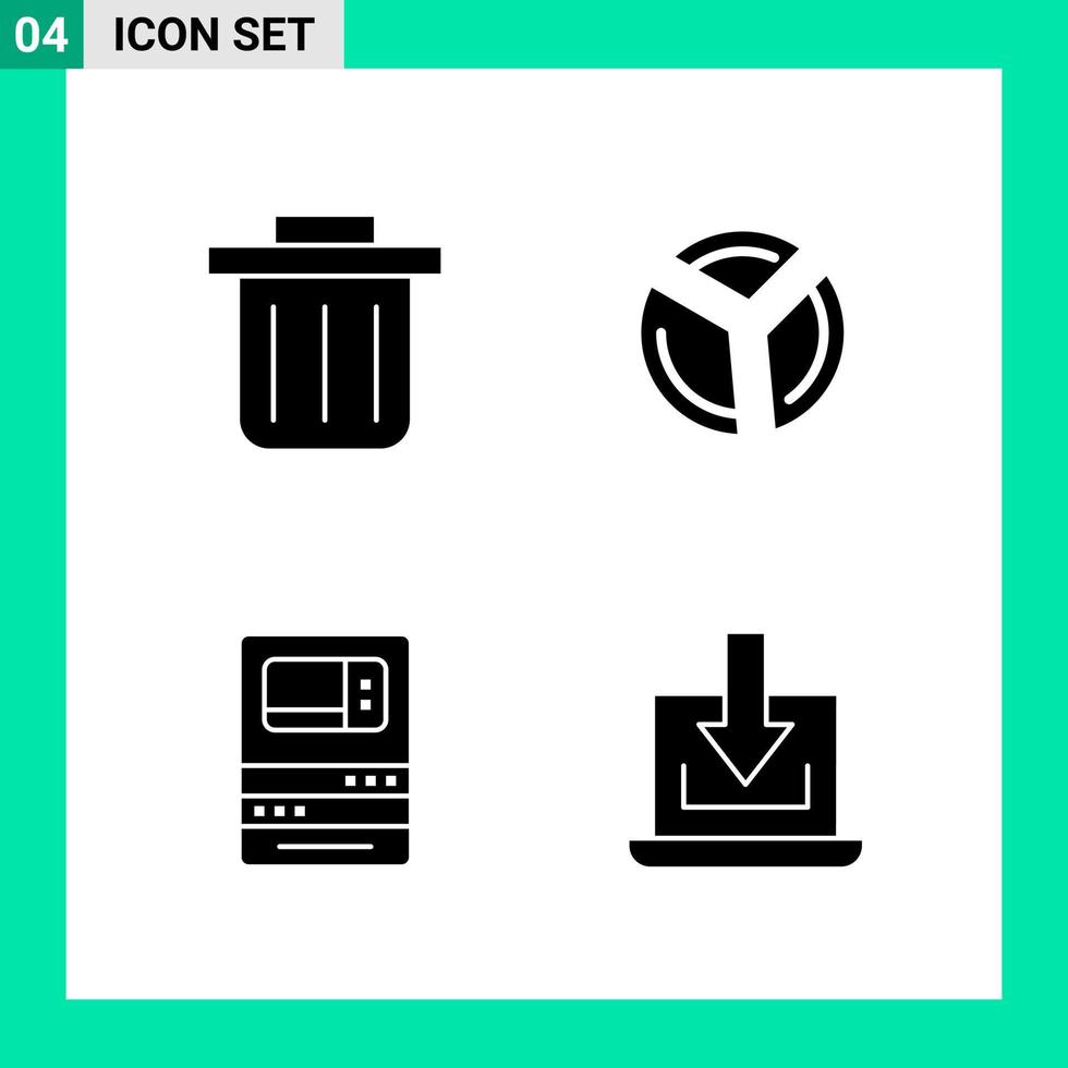 Pack of 4 Solid Style Icon Set Glyph Symbols for print Creative Signs Isolated on White Background 4 Icon Set Creative Black Icon vector background