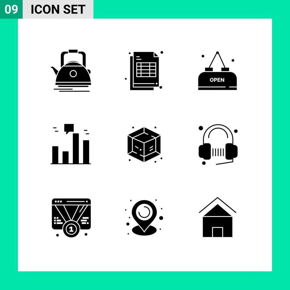 9 glifos sólidos vectoriales temáticos y símbolos editables de finanzas de recibos de gráficos creativos elementos de diseño vectorial editables abiertos vector