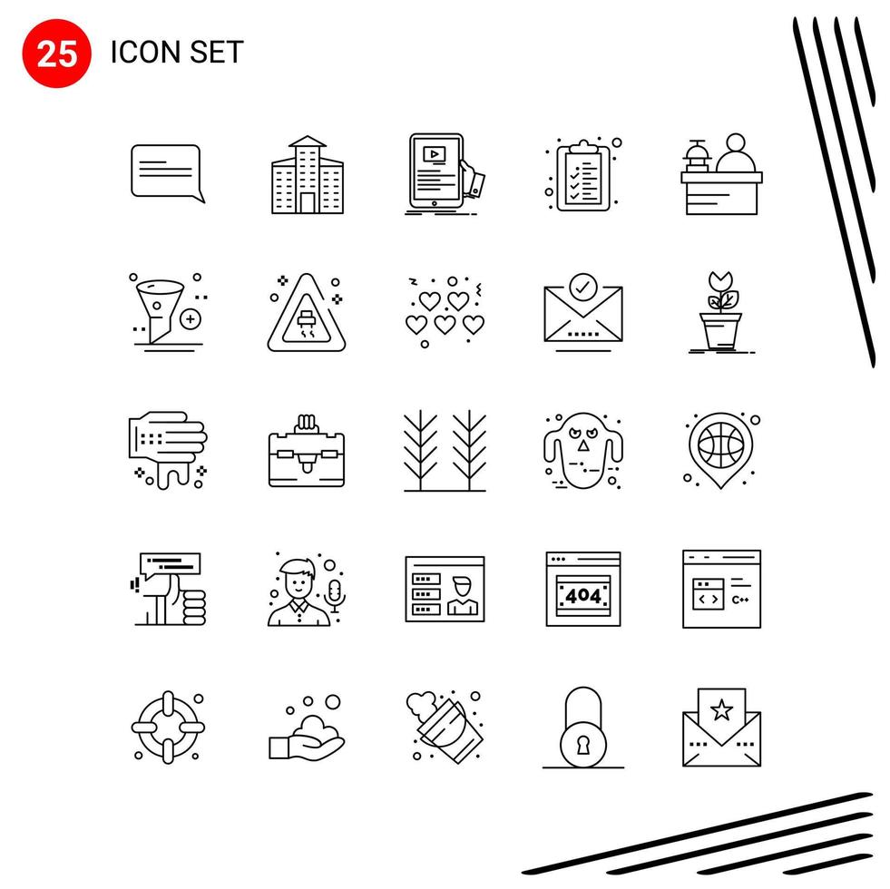 Collection of 25 Vector Icons in Line style Pixle Perfect Outline Symbols for Web and Mobile Line Icon Signs on White Background 25 Icons Creative Black Icon vector background