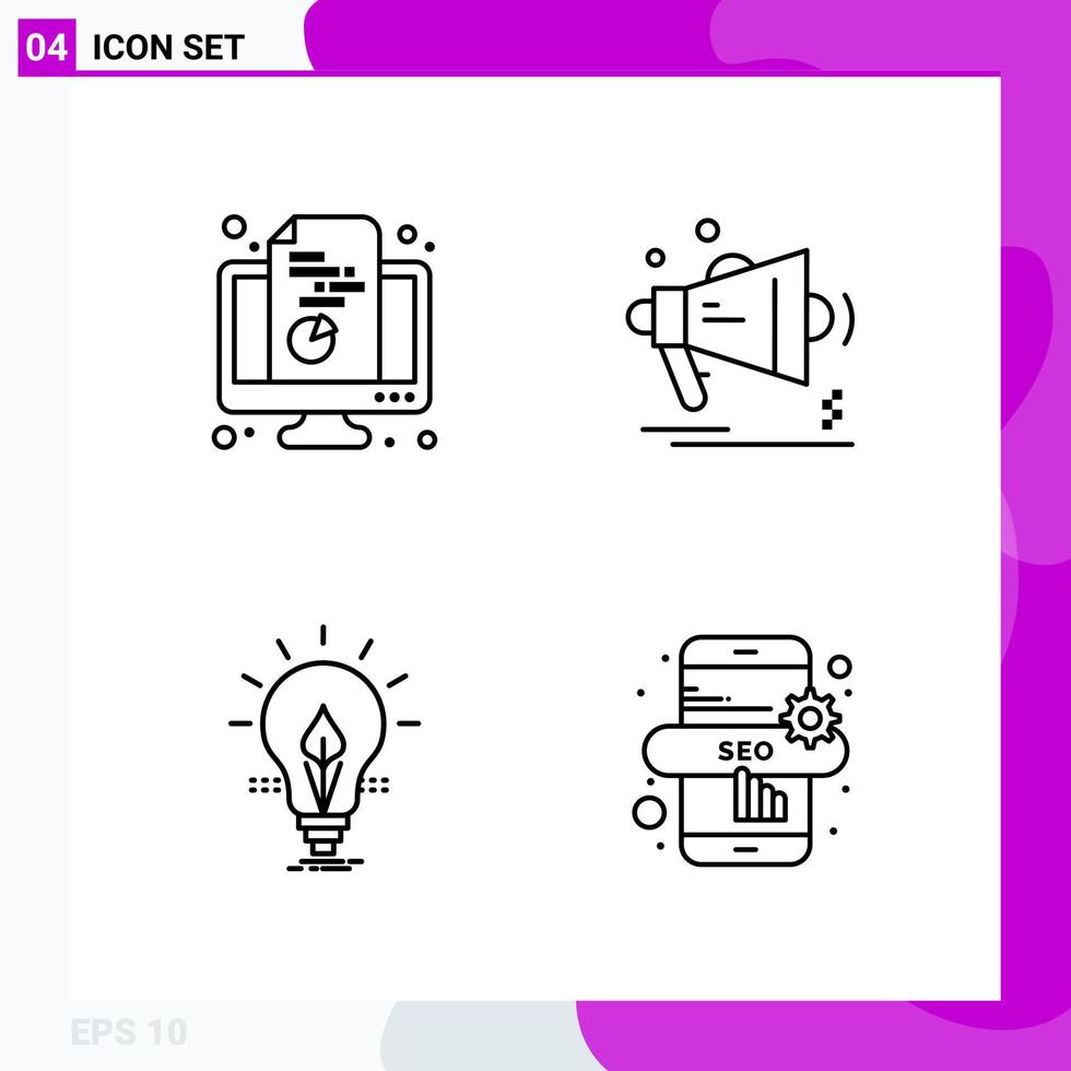 paquete de conjunto de iconos de línea de 4 iconos de contorno aislados en fondo blanco para impresión web y fondo de vector de icono negro creativo móvil