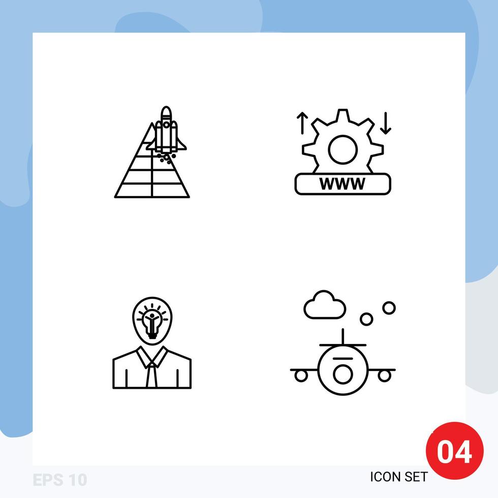 4 iconos creativos signos y símbolos modernos del hombre espacial nave espacial seguridad éxito elementos de diseño vectorial editables vector