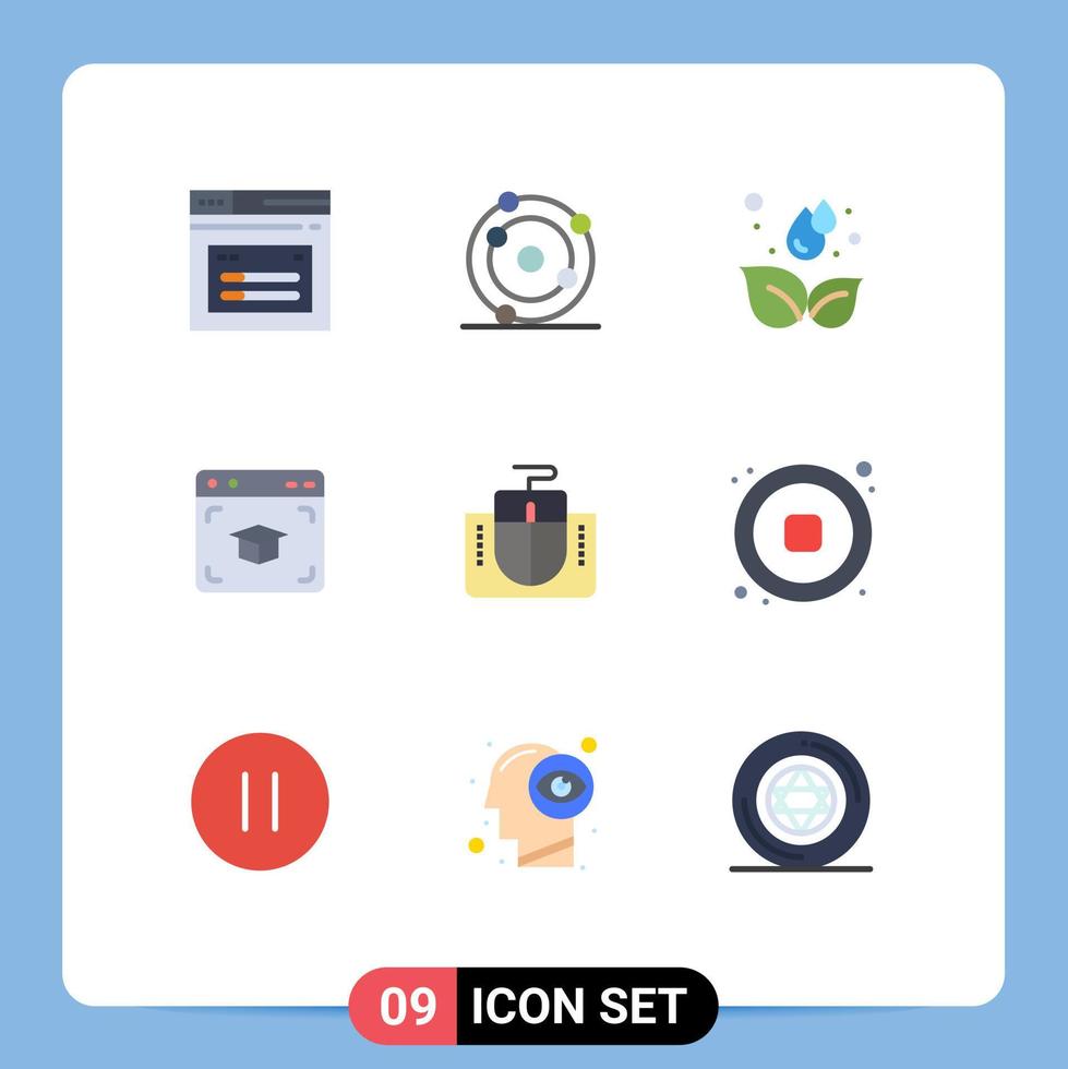 User Interface Pack of 9 Basic Flat Colors of interface graduation earth education web Editable Vector Design Elements