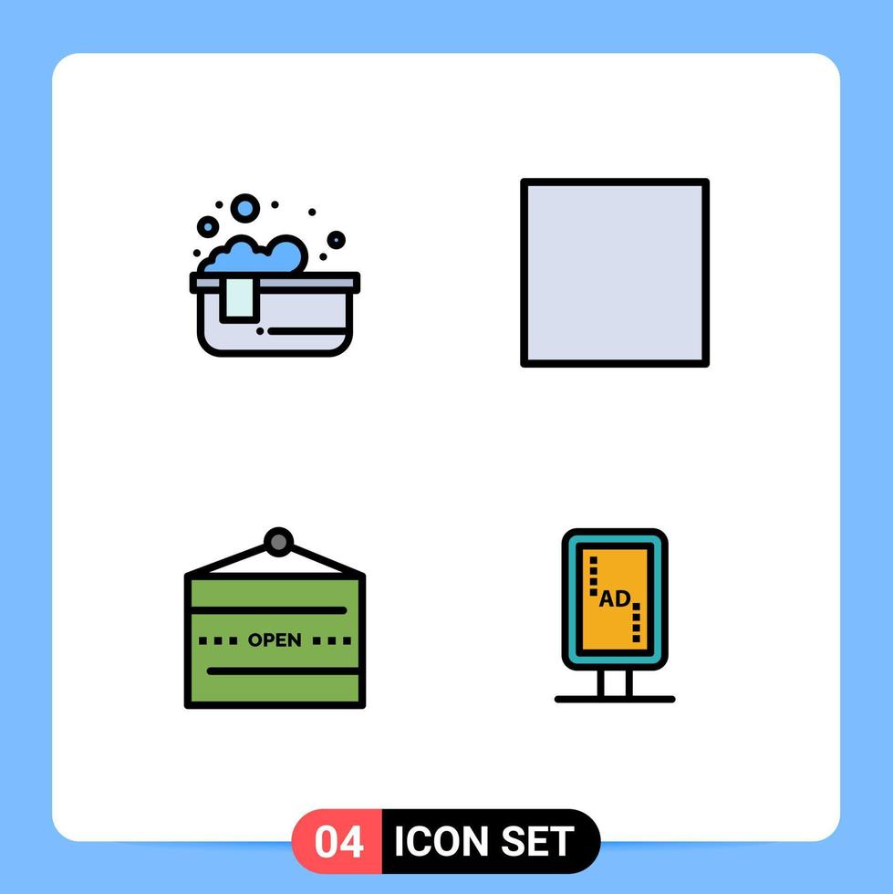 4 Creative Icons Modern Signs and Symbols of bathtub shop relaxing bath food branding Editable Vector Design Elements