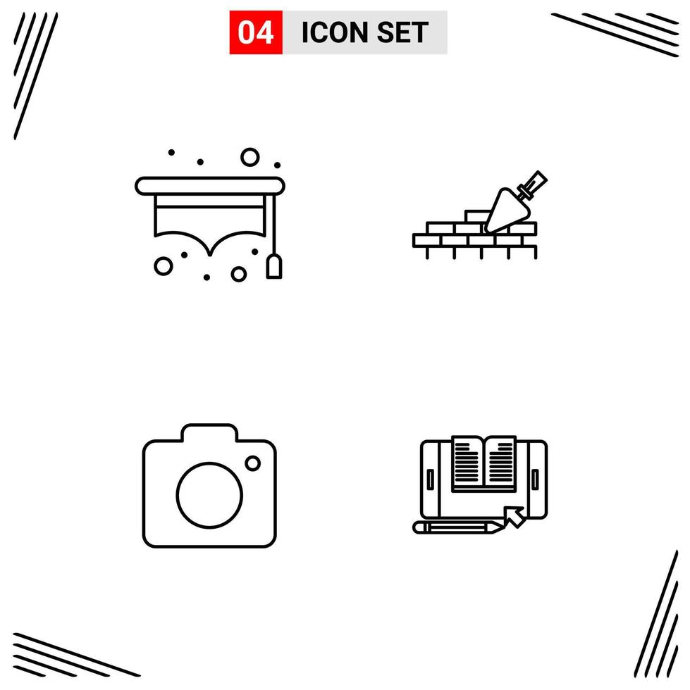 4 Icons Line Style Grid Based Creative Outline Symbols for Website Design Simple Line Icon Signs Isolated on White Background 4 Icon Set Creative Black Icon vector background