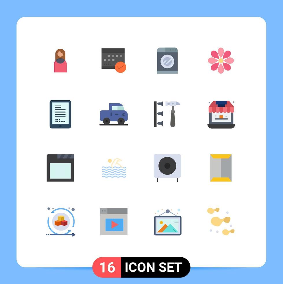 Set of 16 Modern UI Icons Symbols Signs for easter flower event washing technology Editable Pack of Creative Vector Design Elements