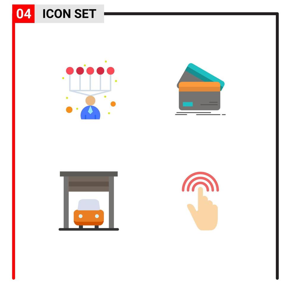 4 Universal Flat Icons Set for Web and Mobile Applications personal shopping creditcard credit card garage Editable Vector Design Elements