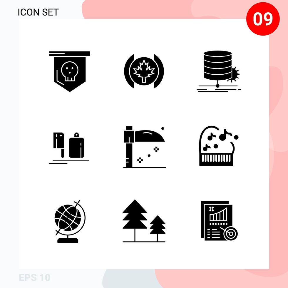 Vector Pack of 9 Icons in Solid Style Creative Glyph Pack isolated on White Background for Web and Mobile Creative Black Icon vector background