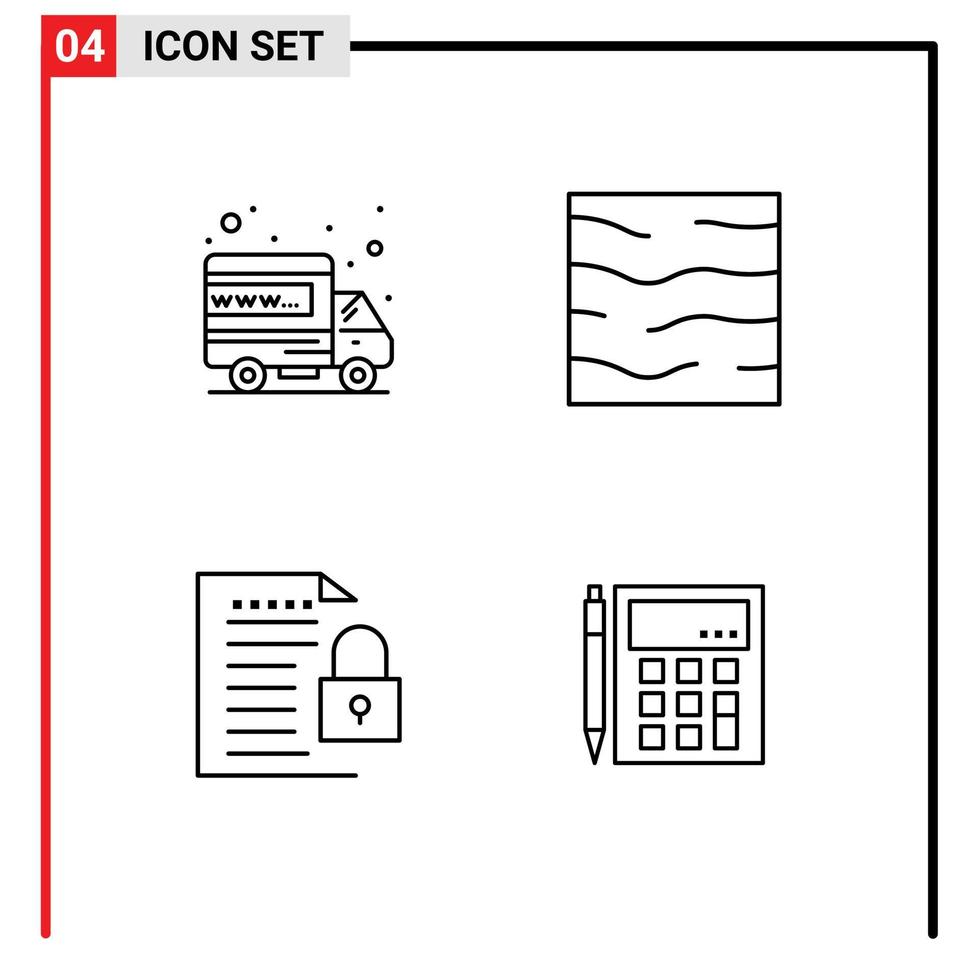 4 Universal Filledline Flat Colors Set for Web and Mobile Applications hosting data domain sea file Editable Vector Design Elements