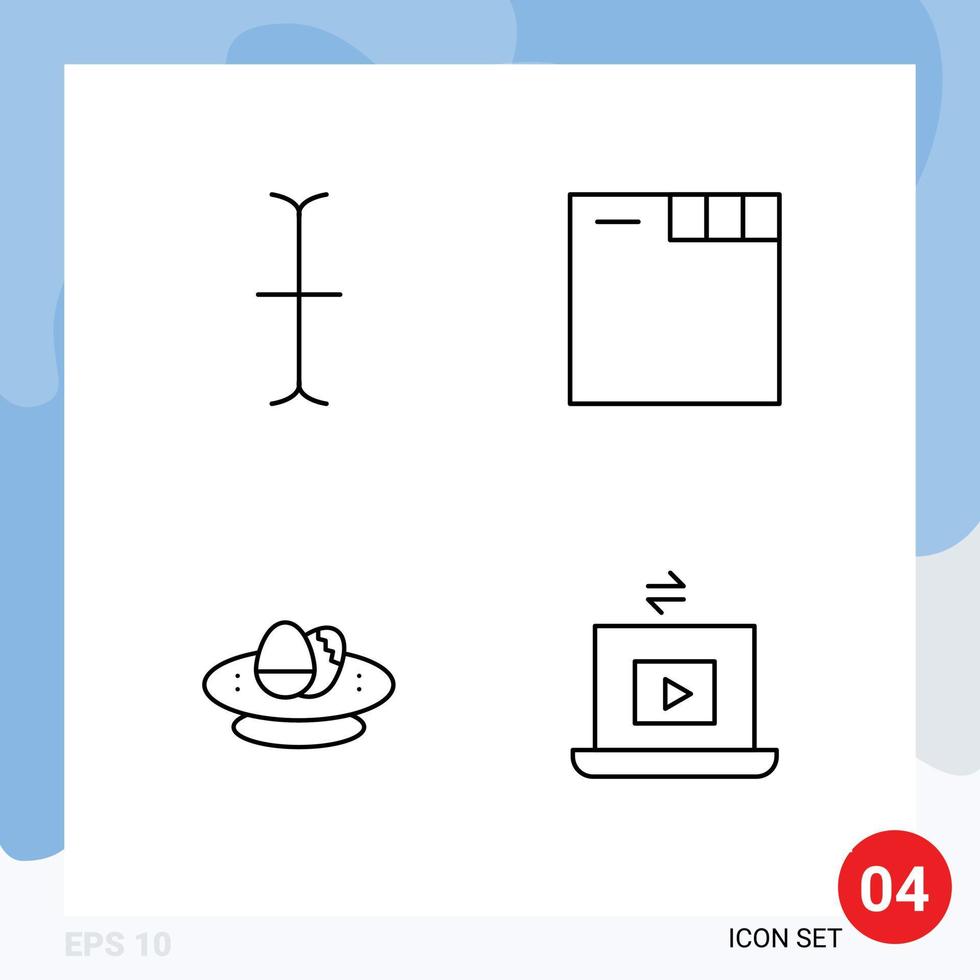 4 Thematic Vector Filledline Flat Colors and Editable Symbols of cursor nest tabs celebration video Editable Vector Design Elements