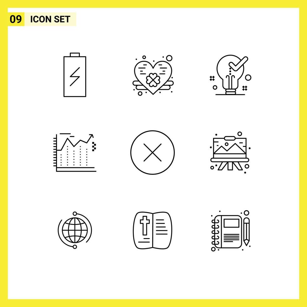 Modern Set of 9 Outlines and symbols such as circle business bulb banking tick Editable Vector Design Elements