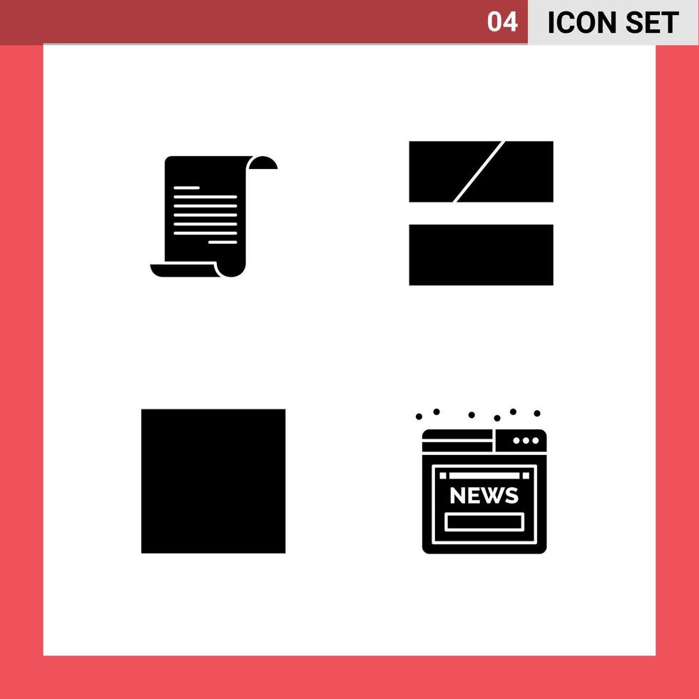 4 Creative Icons Modern Signs and Symbols of file multimedia editing layout stop Editable Vector Design Elements