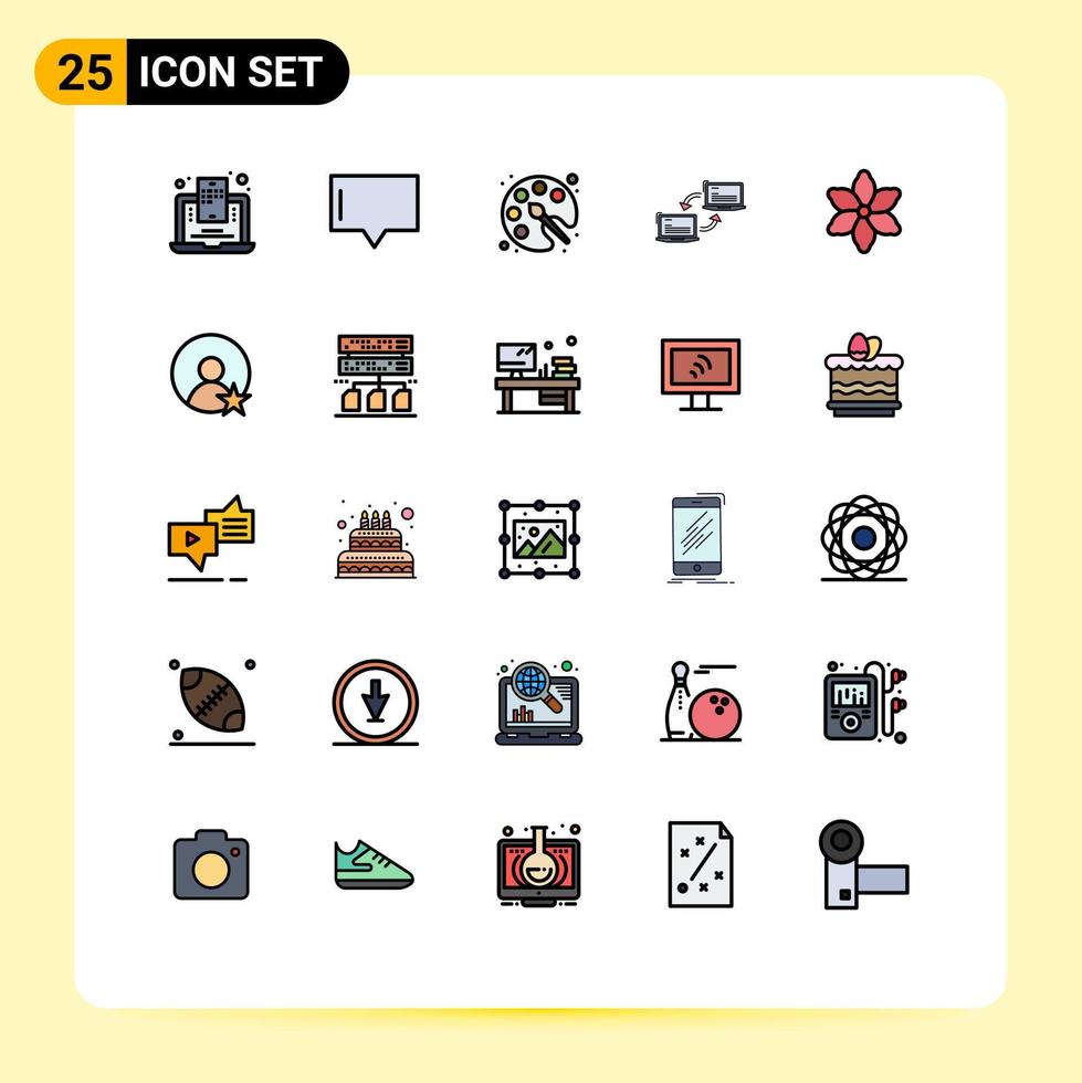 25 Universal Filled line Flat Colors Set for Web and Mobile Applications nature sync color network connection Editable Vector Design Elements