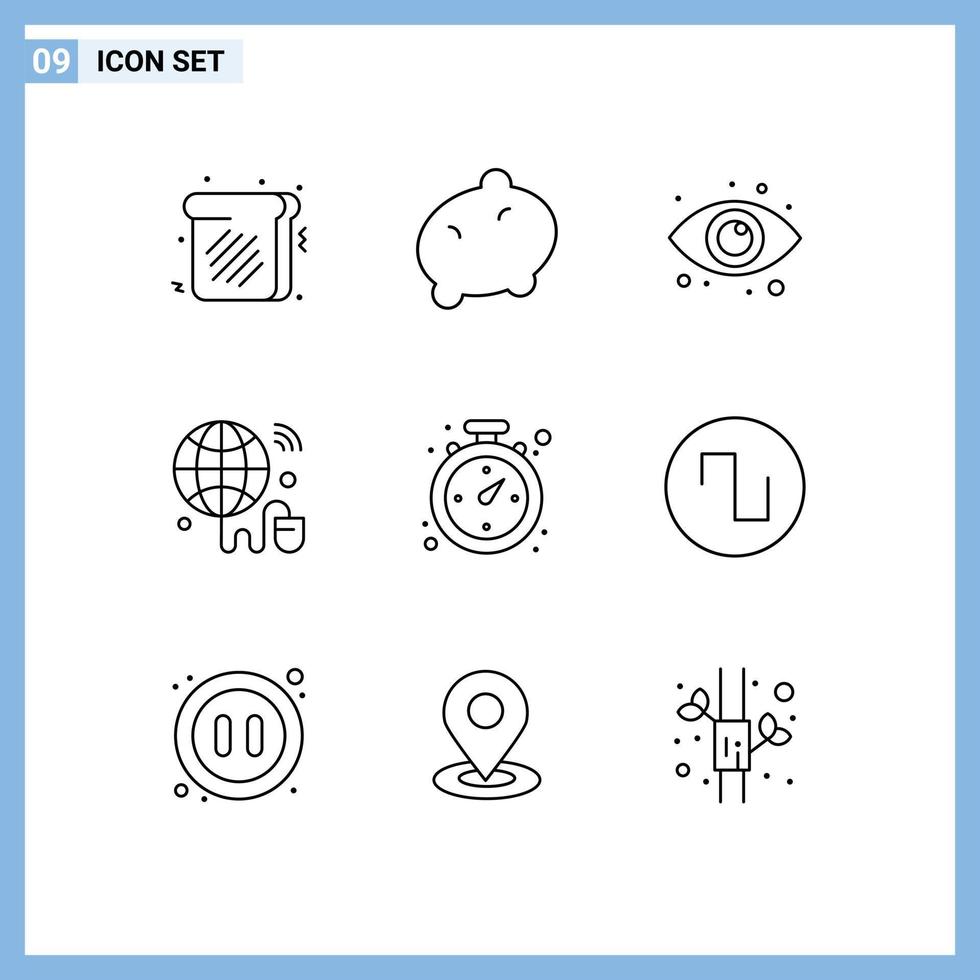 9 Outline concept for Websites Mobile and Apps sound navigation eyes compass wifi Editable Vector Design Elements