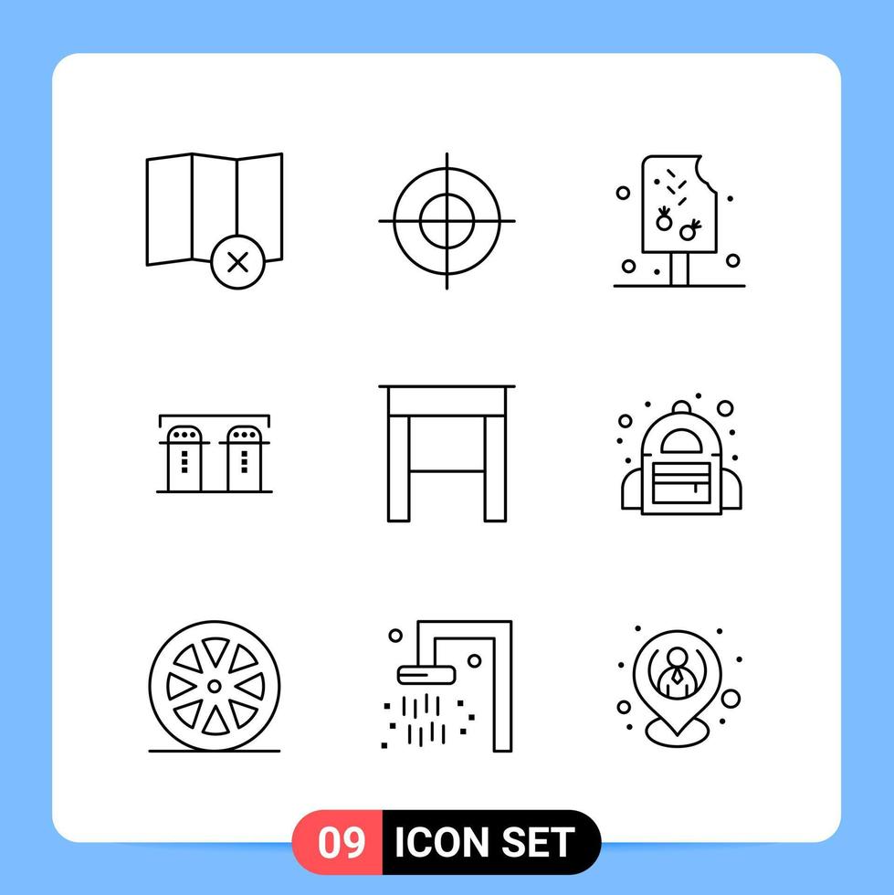 9 Line Black Icon Pack Outline Symbols for Mobile Apps isolated on white background 9 Icons Set Creative Black Icon vector background