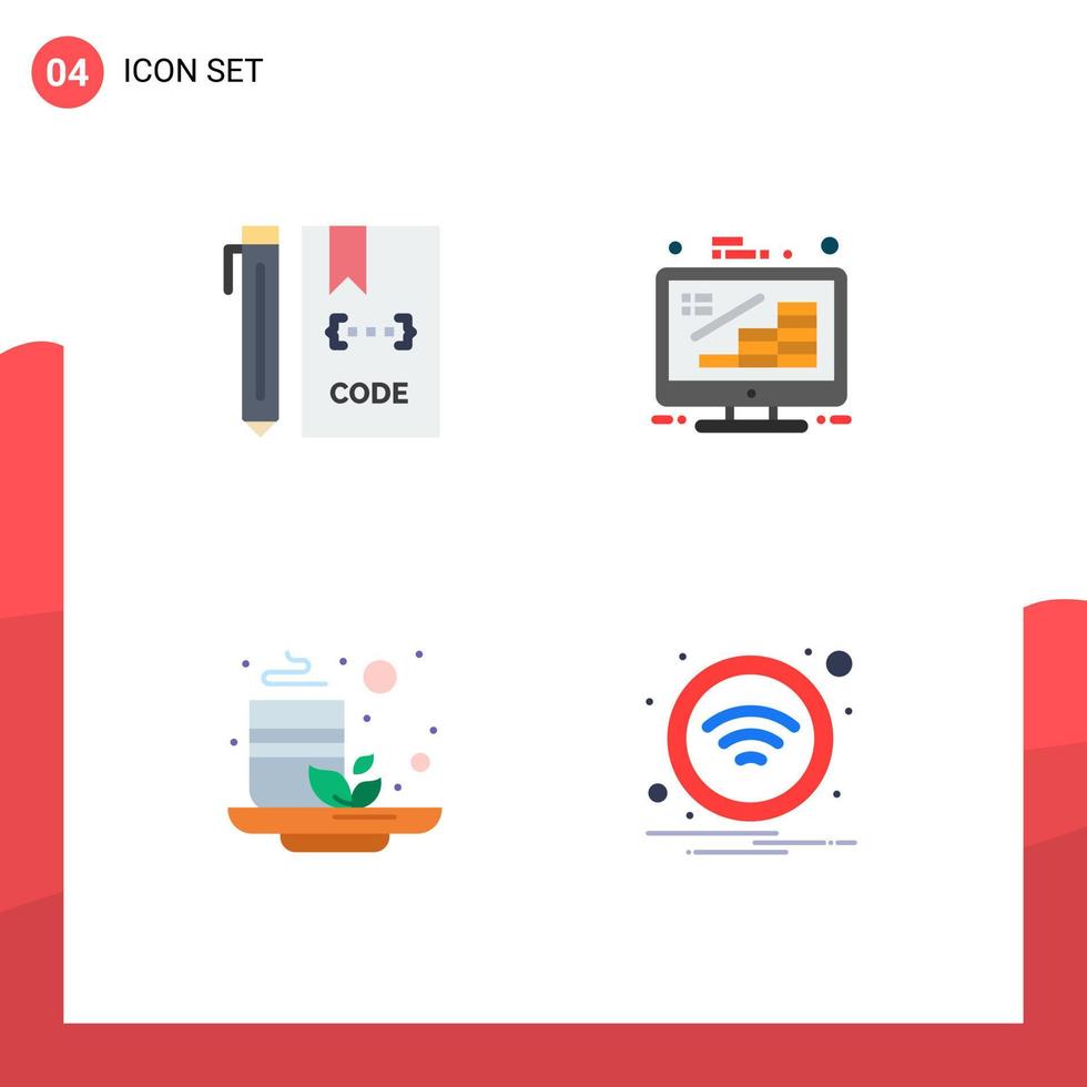 Flat Icon Pack of 4 Universal Symbols of code management development coins green Editable Vector Design Elements