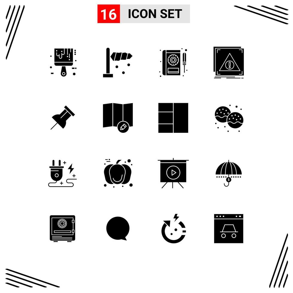 Pictogram Set of 16 Simple Solid Glyphs of paper server car denied error Editable Vector Design Elements