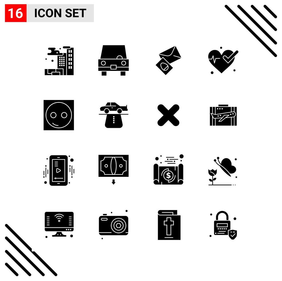 conjunto perfecto de píxeles de 16 iconos sólidos conjunto de iconos de glifos para el diseño de sitios web y la interfaz de aplicaciones móviles fondo de vector de icono negro creativo