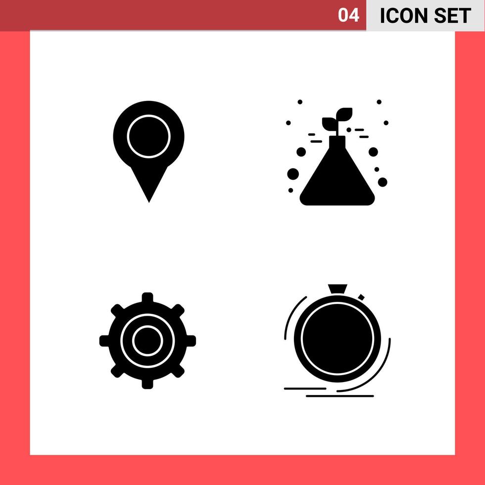 4 Icon Pack Solid Style Glyph Symbols on White Background Simple Signs for general designing Creative Black Icon vector background