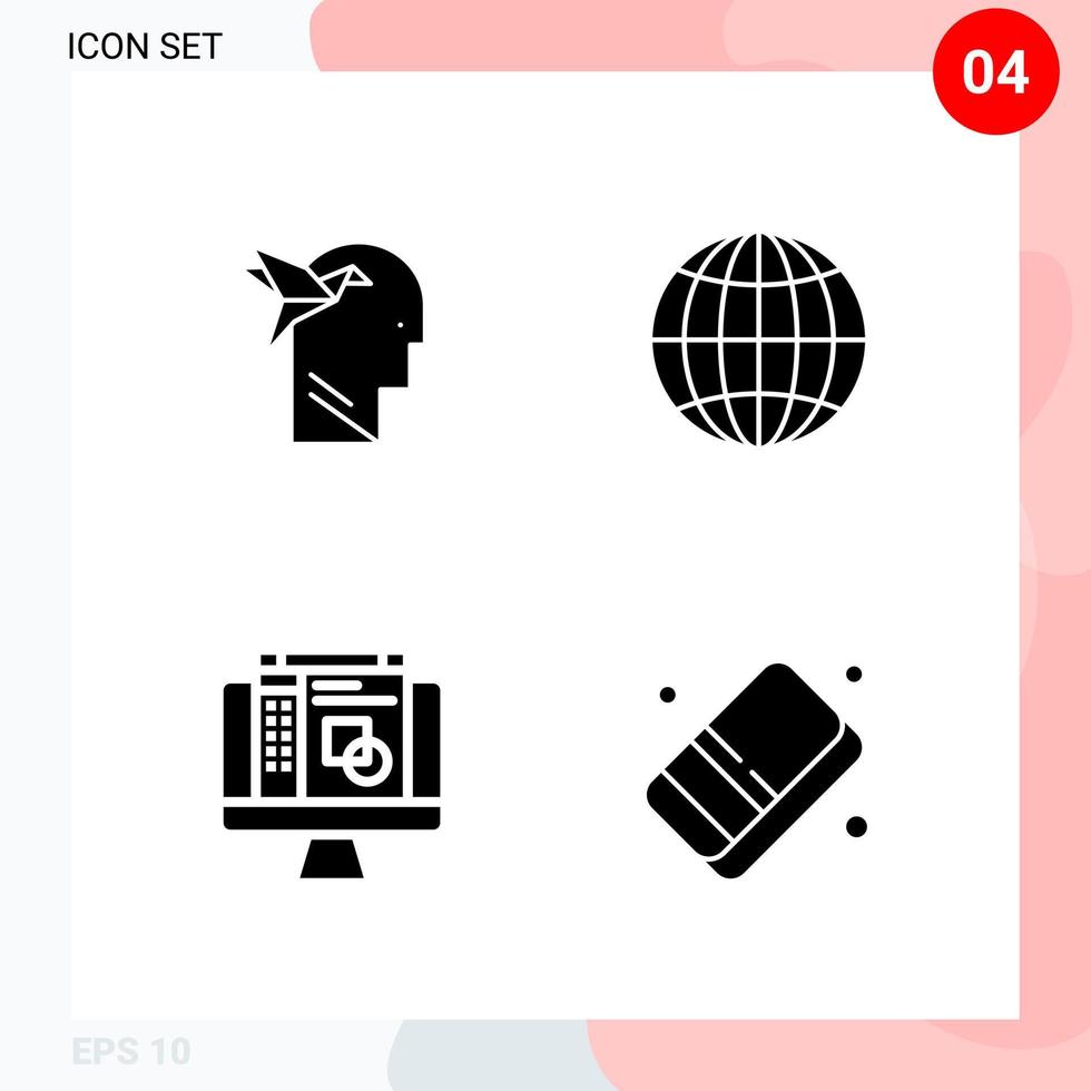 Vector Pack of 4 Icons in Solid Style Creative Glyph Pack isolated on White Background for Web and Mobile Creative Black Icon vector background