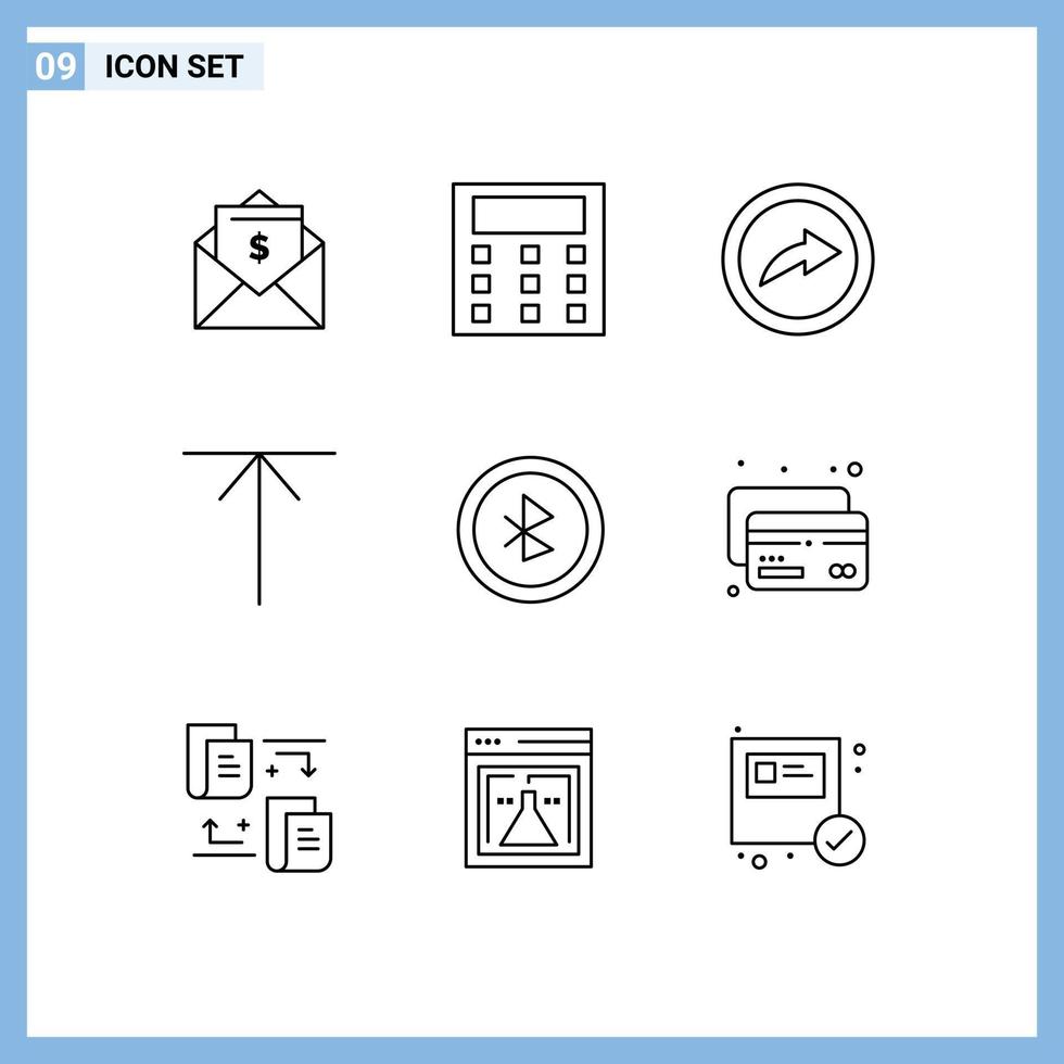 Stock Vector Icon Pack of 9 Line Signs and Symbols for credit user interface link ui up Editable Vector Design Elements