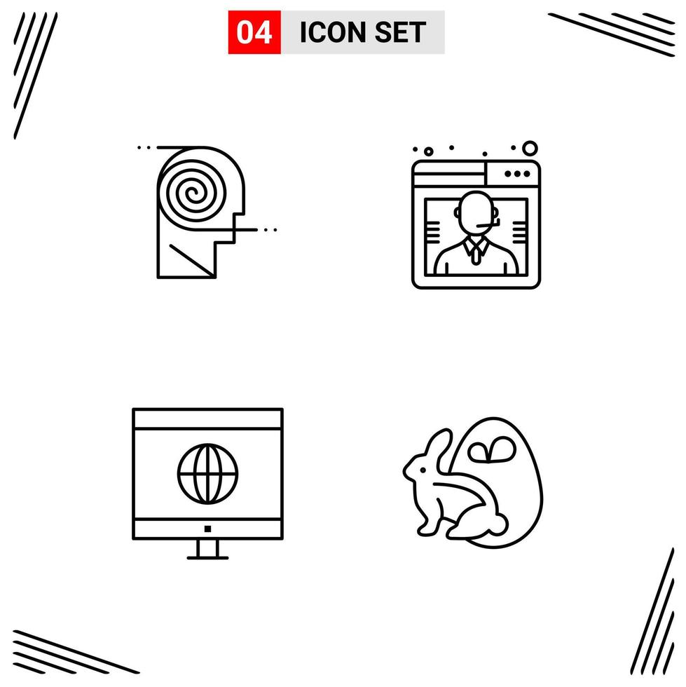 4 iconos de estilo de línea basados en cuadrícula símbolos de esquema creativos para el diseño de sitios web signos de icono de línea simple aislados en fondo blanco 4 conjunto de iconos fondo de vector de icono negro creativo